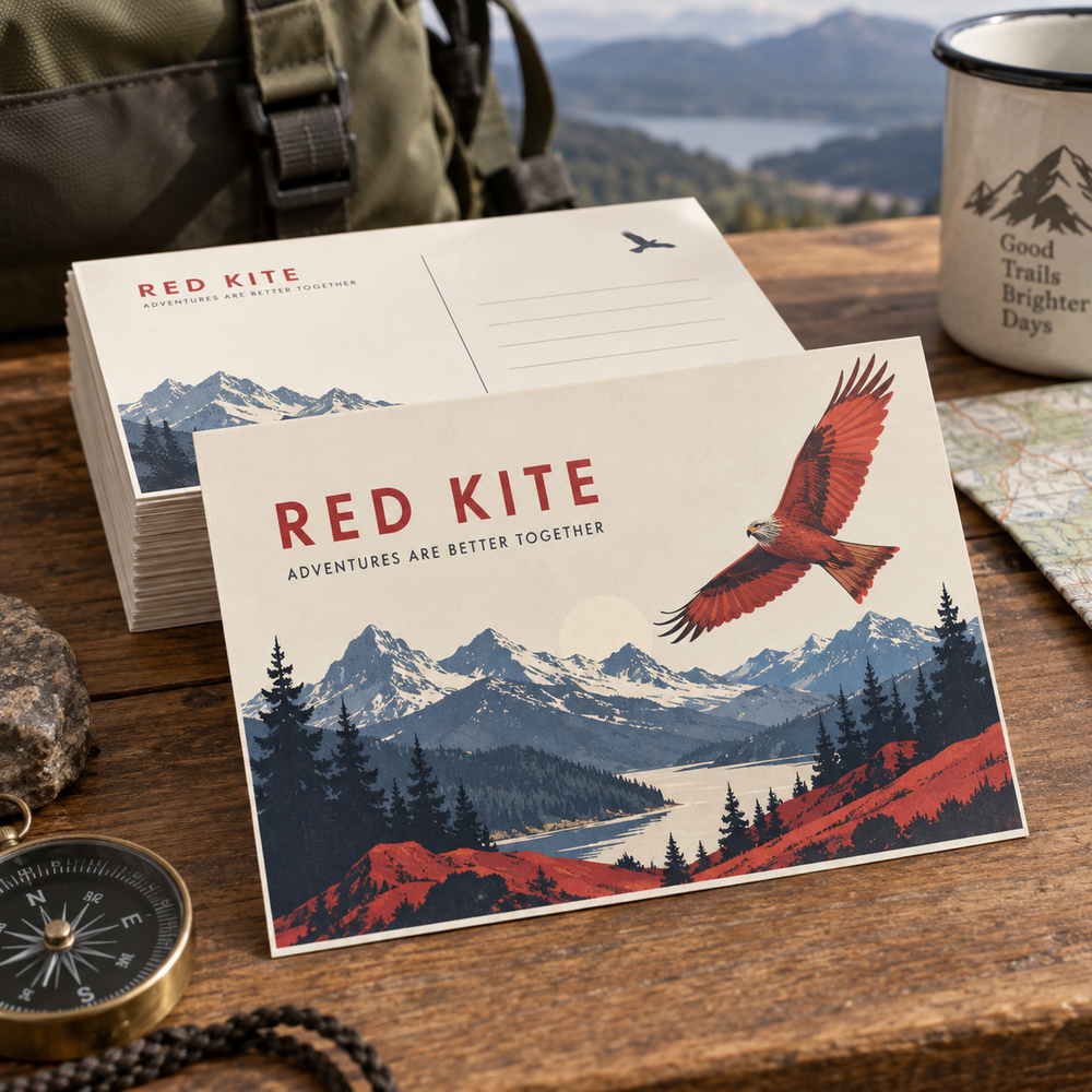 Silk Postcards: RED KITE adventure club example artwork