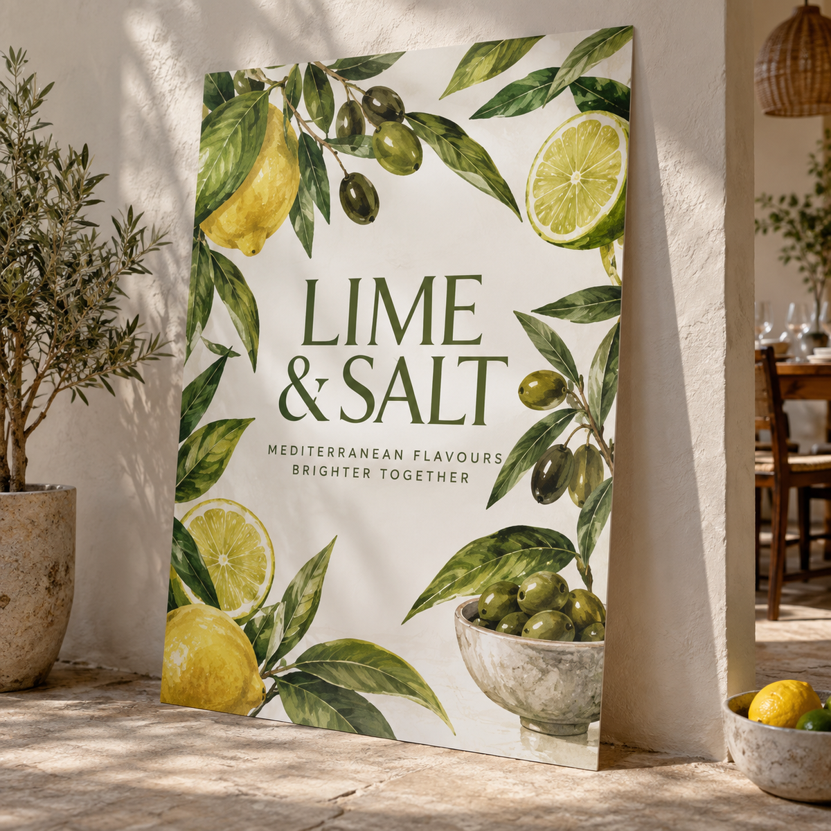 40 x 60 Posters: LIME & SALT Mediterranean restaurant example artwork