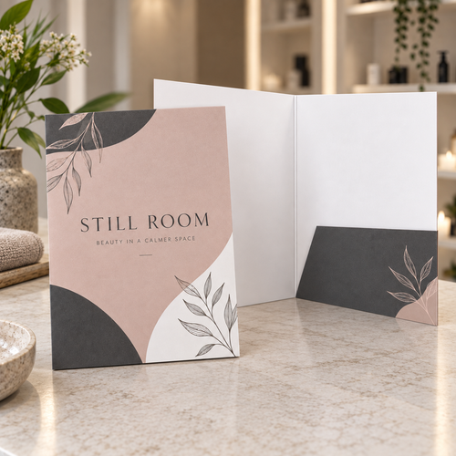 A4 Presentation Folders: STILL ROOM beauty salon example artwork