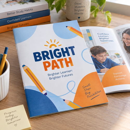 A4 Stapled Brochures: BRIGHT PATH tutoring centre example artwork