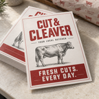 A5 Flyers & Leaflets with example artwork for a fictional butcher