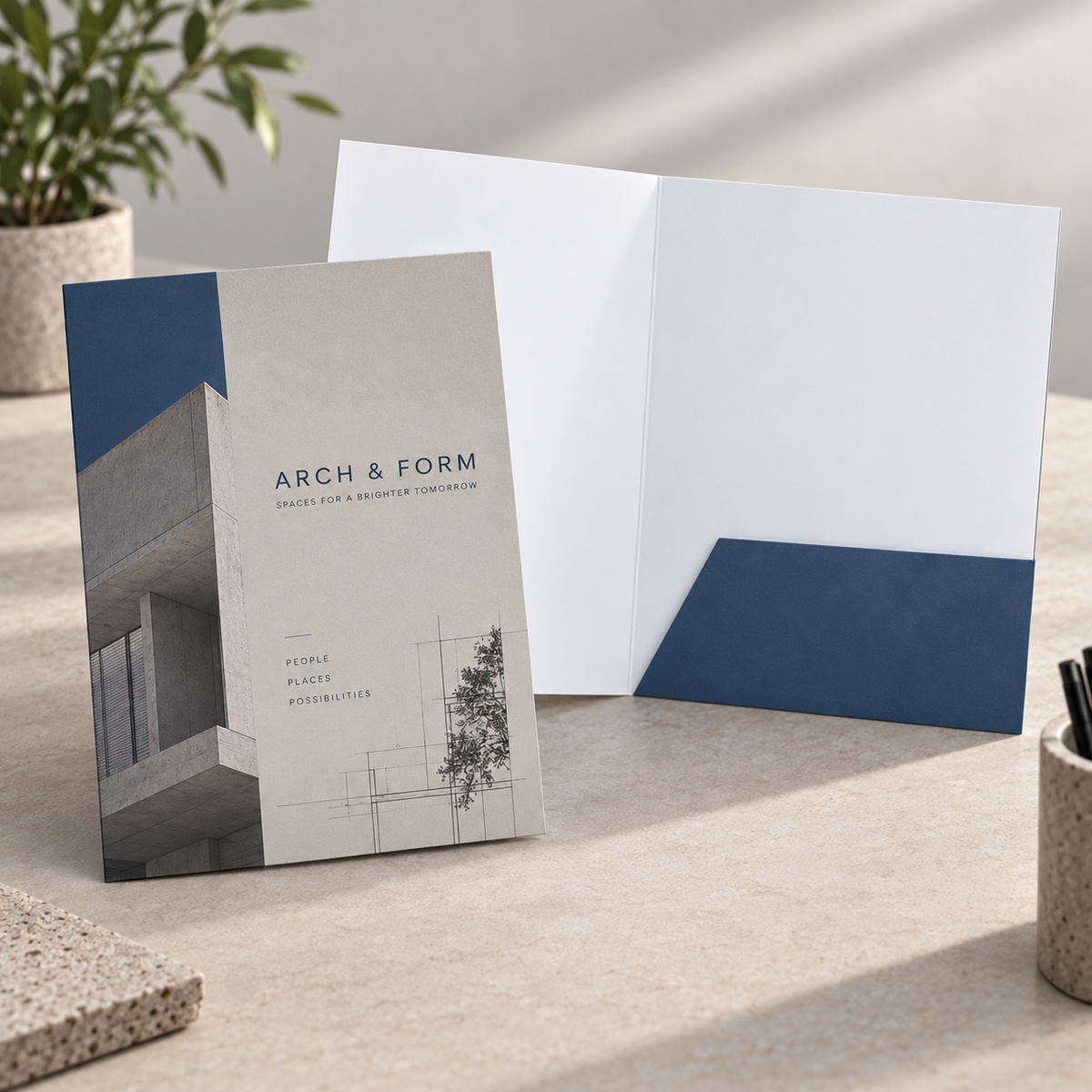 A5 Presentation Folders: ARCH & FORM architect example artwork