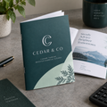 A6 Stapled Brochures: CEDAR & CO accountant example artwork