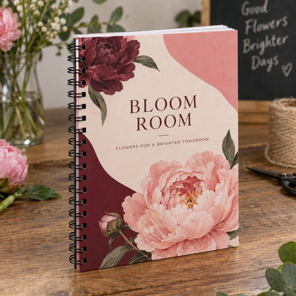 A6 Wiro Bound Brochures: BLOOM ROOM florist example artwork
