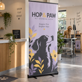 Black Roller Banners: HOP & PAW pet grooming salon example artwork