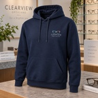 Branded Hoodies: CLEARVIEW optician example artwork