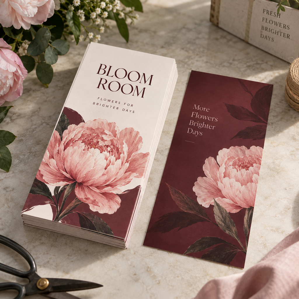 DL Flyers & Leaflets: BLOOM ROOM florist example artwork