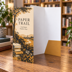DL Presentation Folders: PAPER TRAIL bookshop example artwork