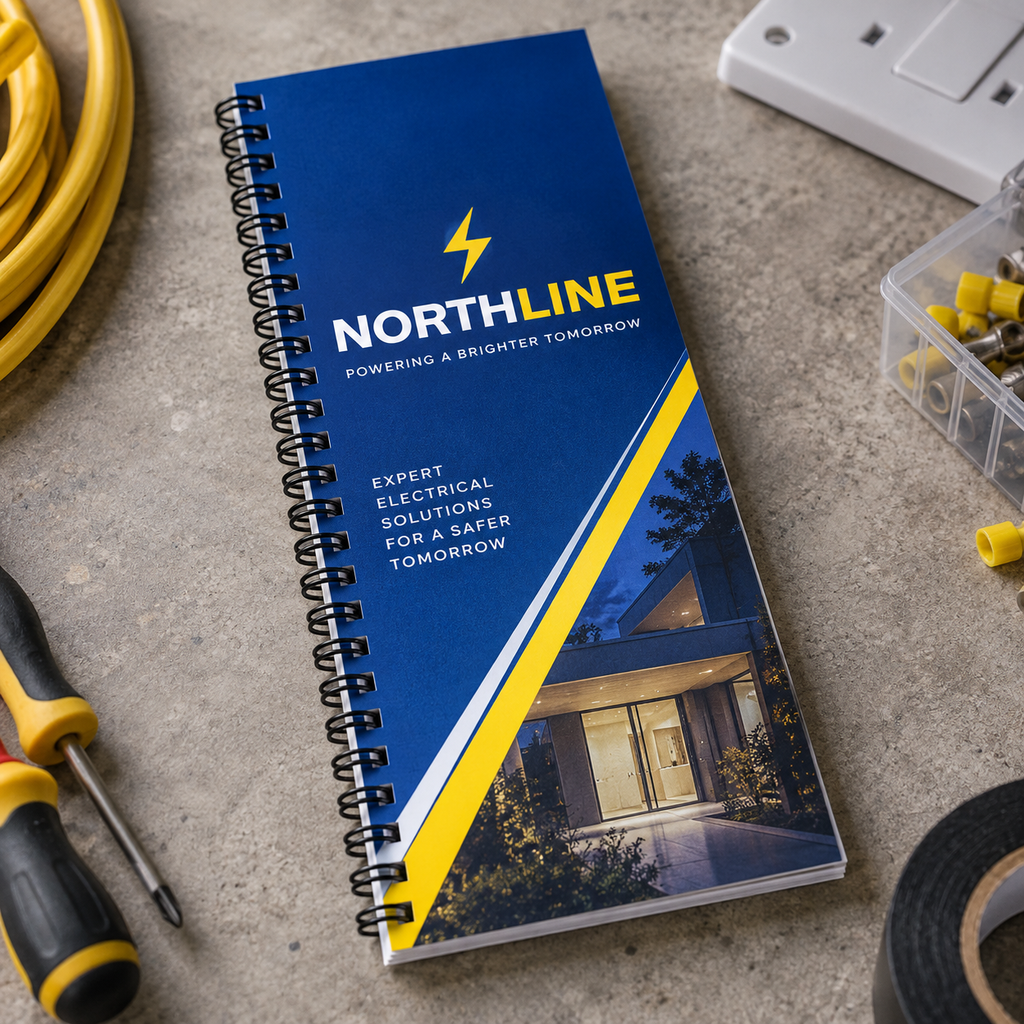 DL Wiro Bound Brochures: NORTHLINE electrician example artwork