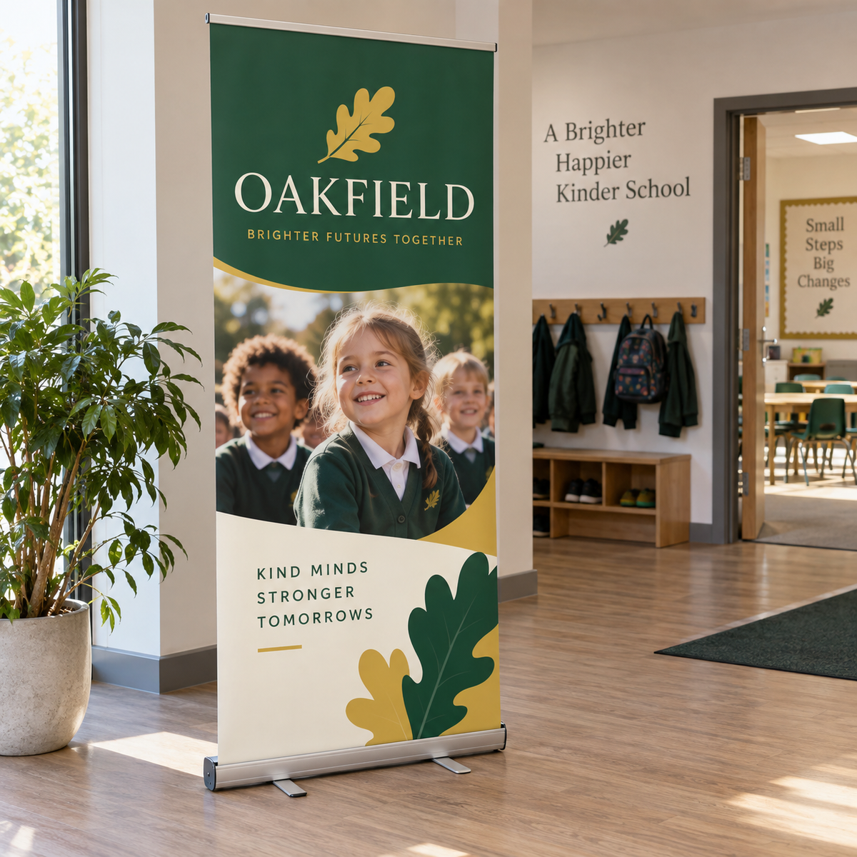 Economy Roller Banners: OAKFIELD primary school example artwork