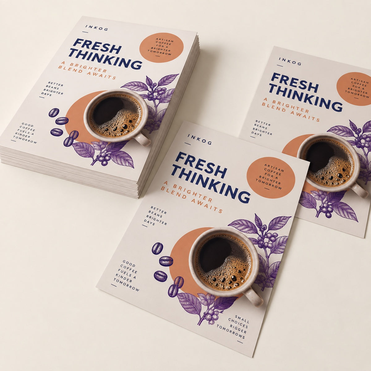 A4 Flyers & Leaflets full product example in Inkog colours