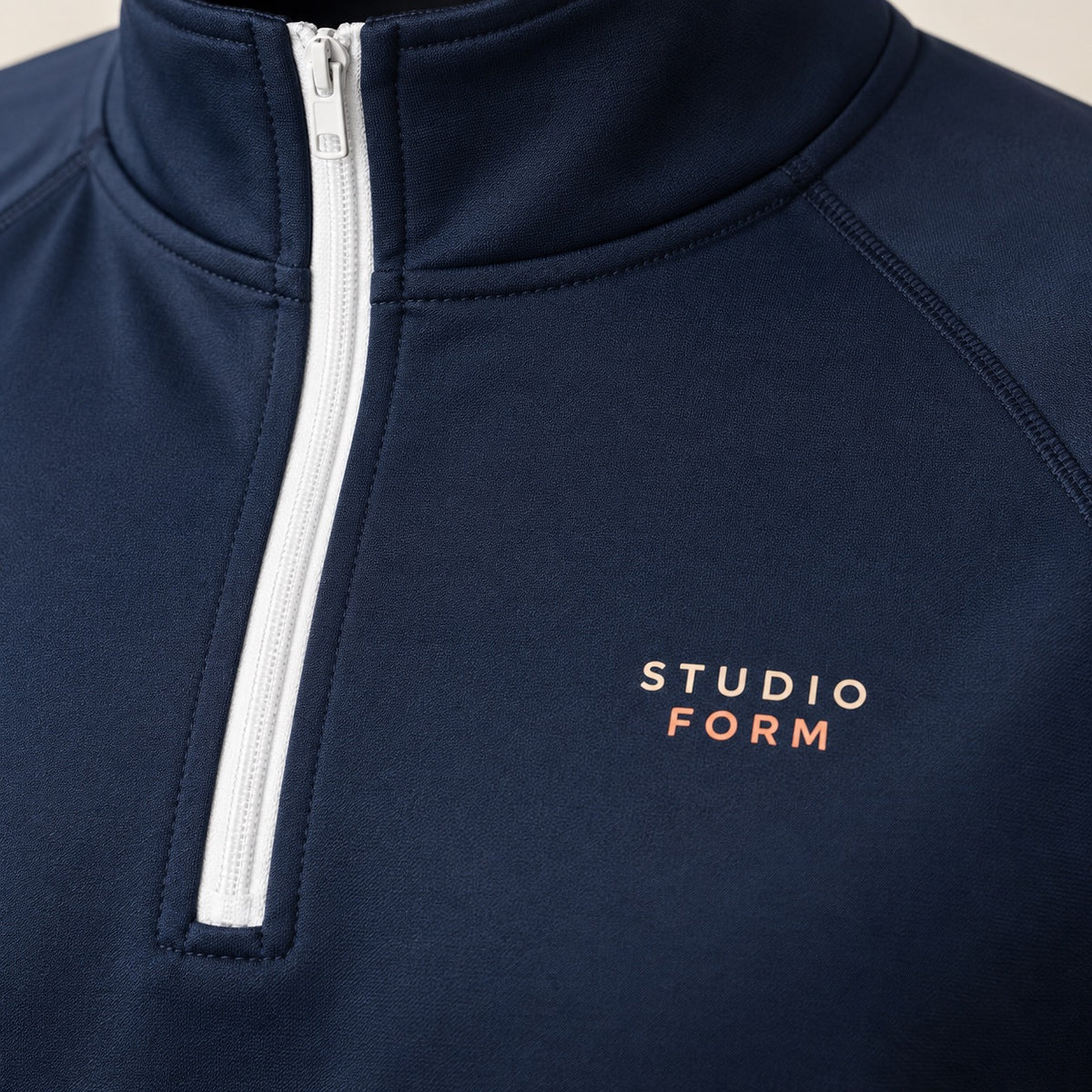 Branded Half Zip Sweatshirts material and construction close-up