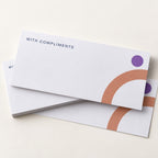 Printed compliment slips with original Inkog colour palette artwork