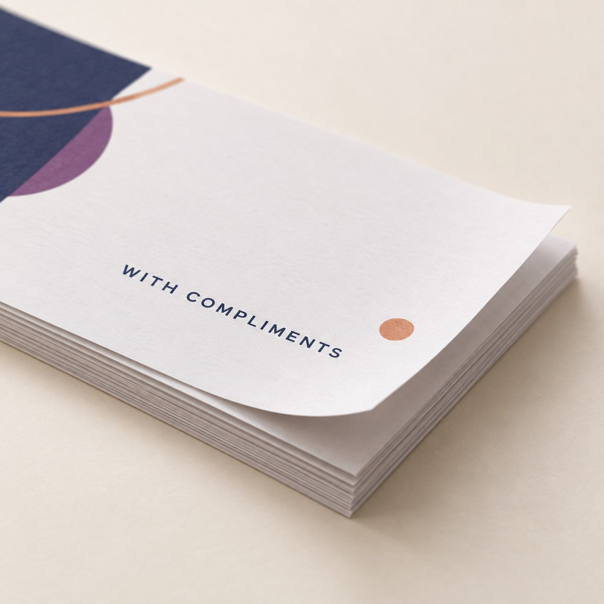 Close-up of compliment slip paper and print detail