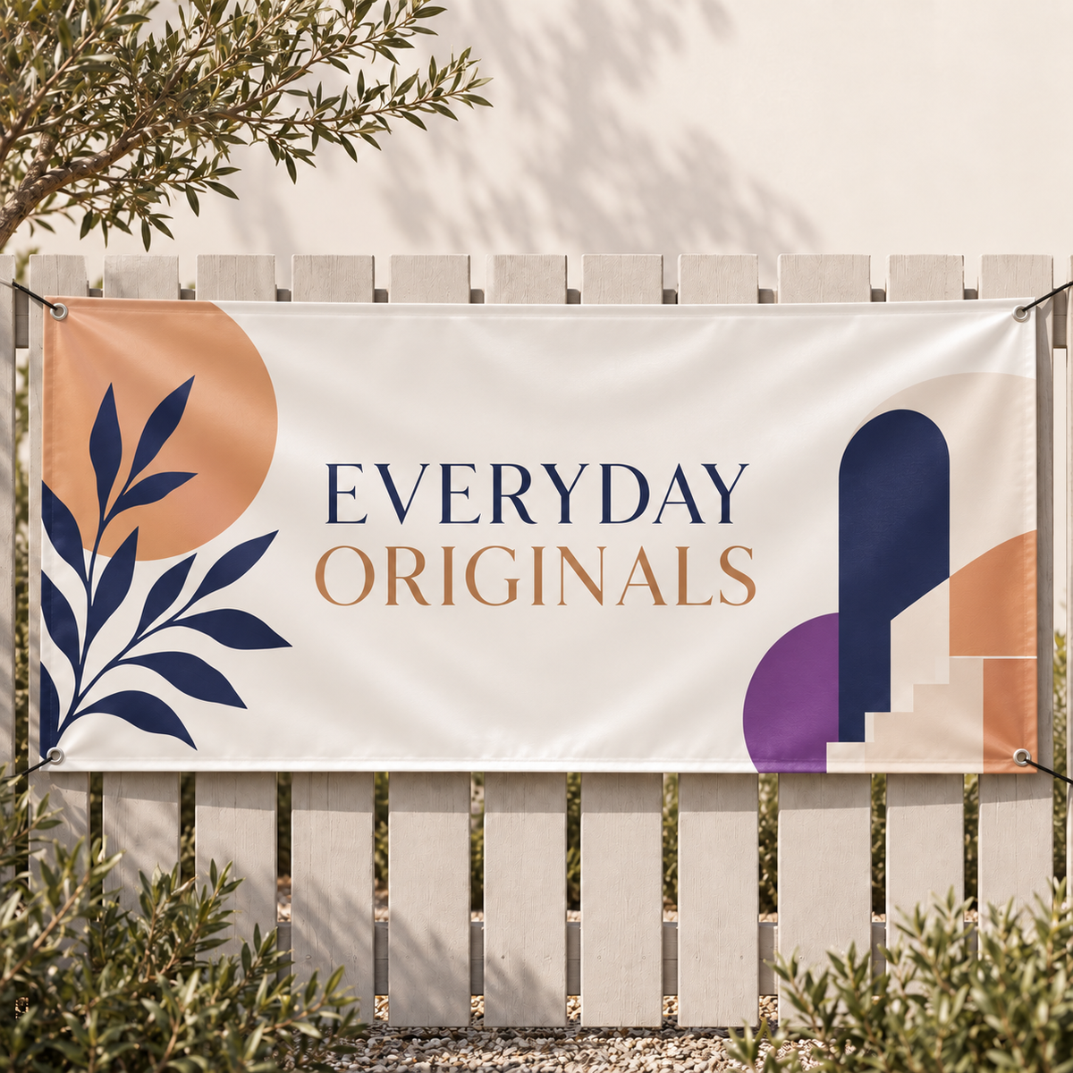 Vinyl banner with Everyday Originals artwork and reinforced eyelets
