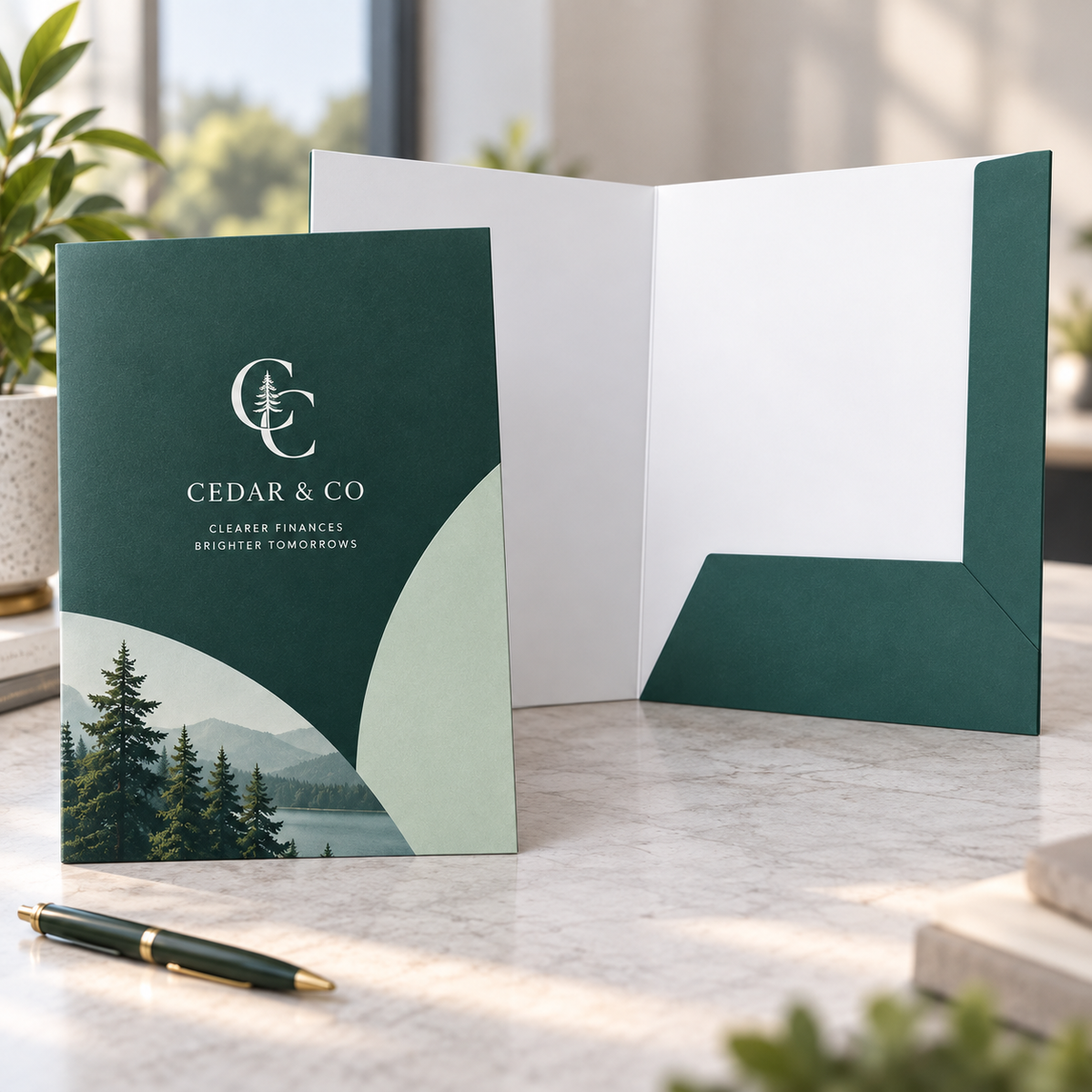 Interlocking Presentation Folders: CEDAR & CO accountant example artwork