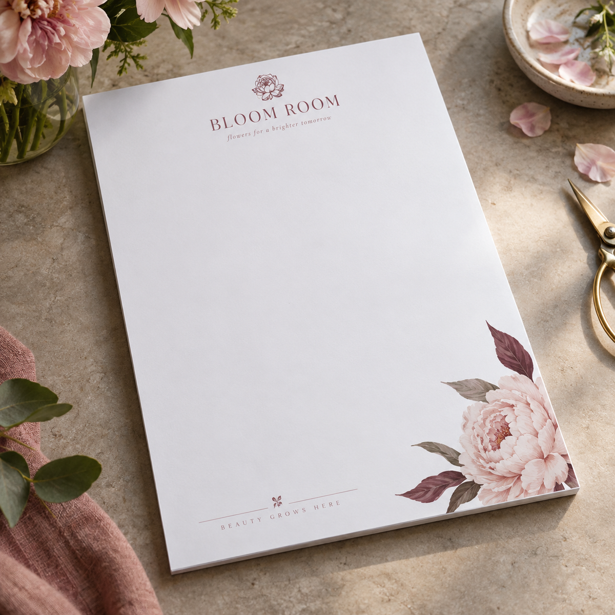Letterheads: BLOOM ROOM florist example artwork