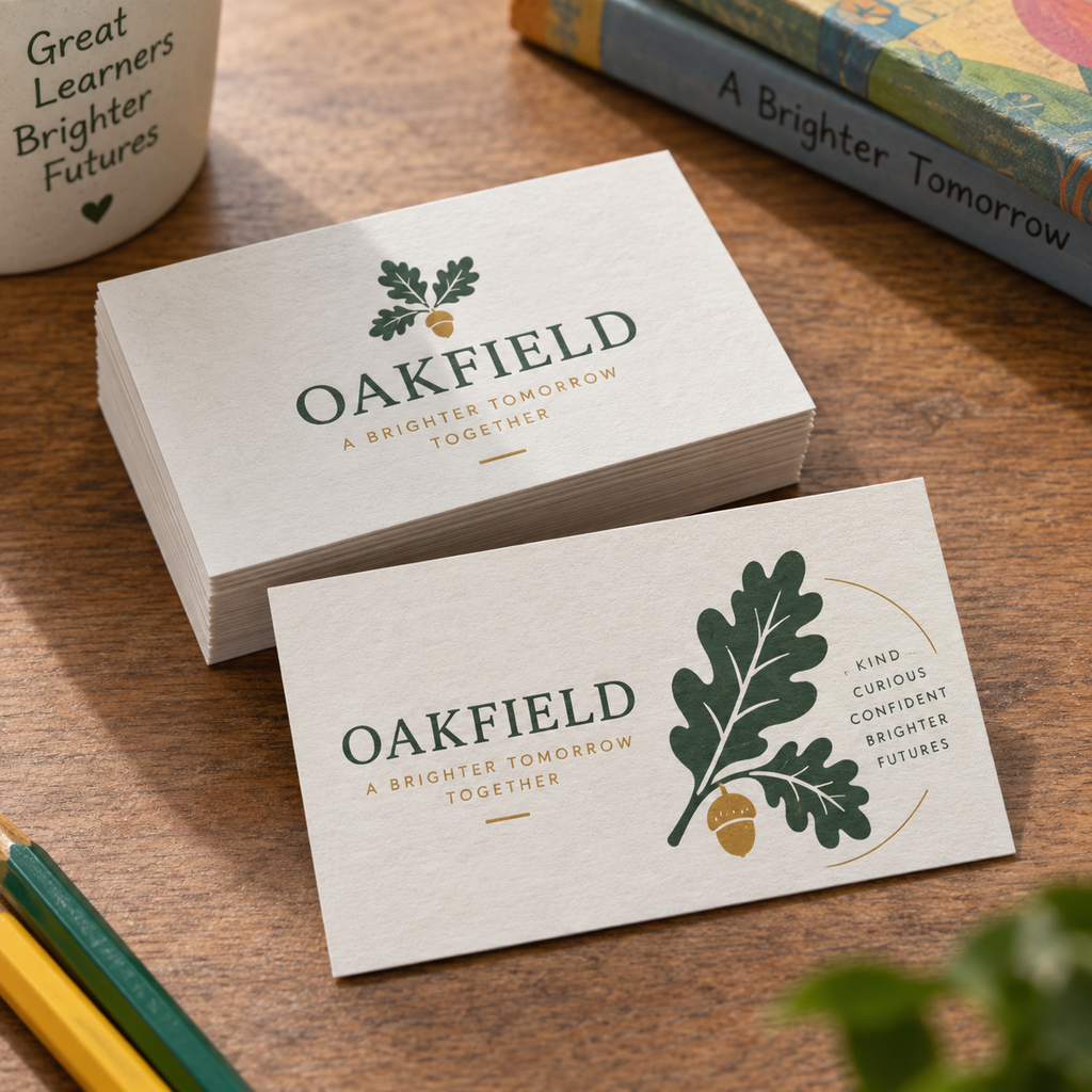 Pulp Business Cards: OAKFIELD primary school example artwork