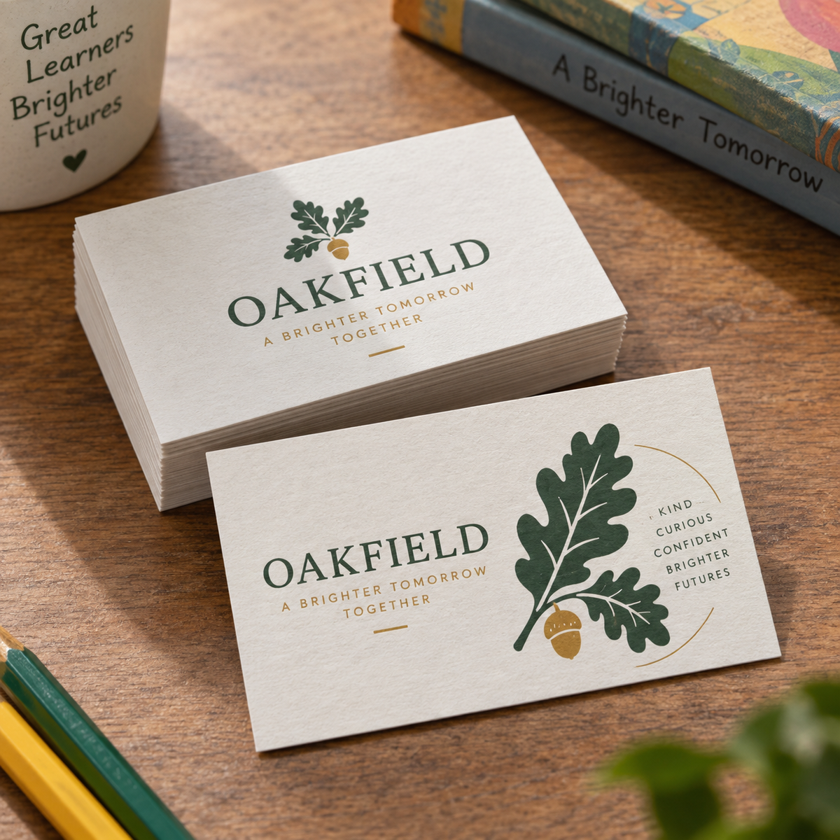 Pulp Business Cards: OAKFIELD primary school example artwork