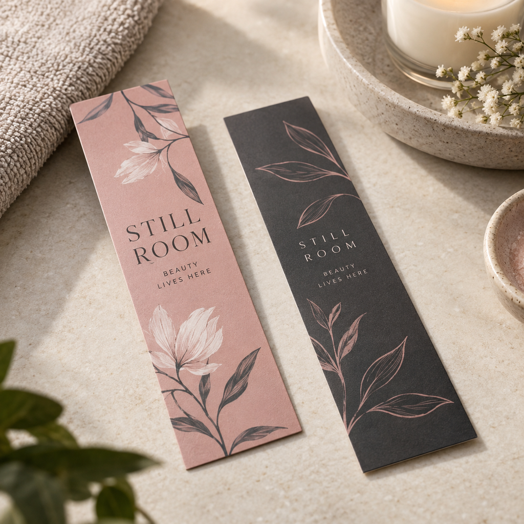 Silk Bookmarks: STILL ROOM beauty salon example artwork
