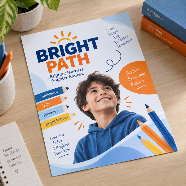 Silk Flyers & Leaflets: BRIGHT PATH tutoring centre example artwork