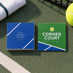 Square Business Cards: CORNER COURT tennis club example artwork