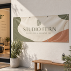 Vinyl Banners: STUDIO FERN pilates studio example artwork