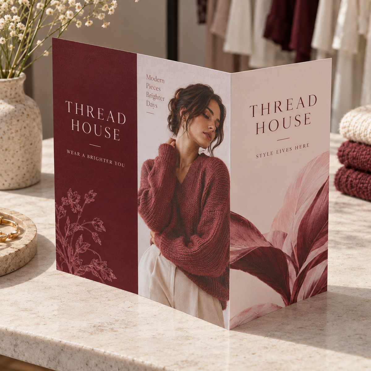 Z-Fold Flyers & Leaflets: THREAD HOUSE clothing boutique example artwork